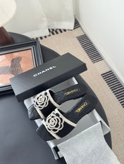 SLIPPER IN BLACK CALFSKIN MIX WOOL