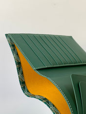 RICHELIEU CHECKBOOK WALLET 19 IN GREEN GOYARDINE CANVAS AND CALFSKIN