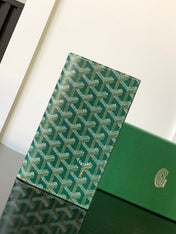 RICHELIEU CHECKBOOK WALLET 19 IN GREEN GOYARDINE CANVAS AND CALFSKIN