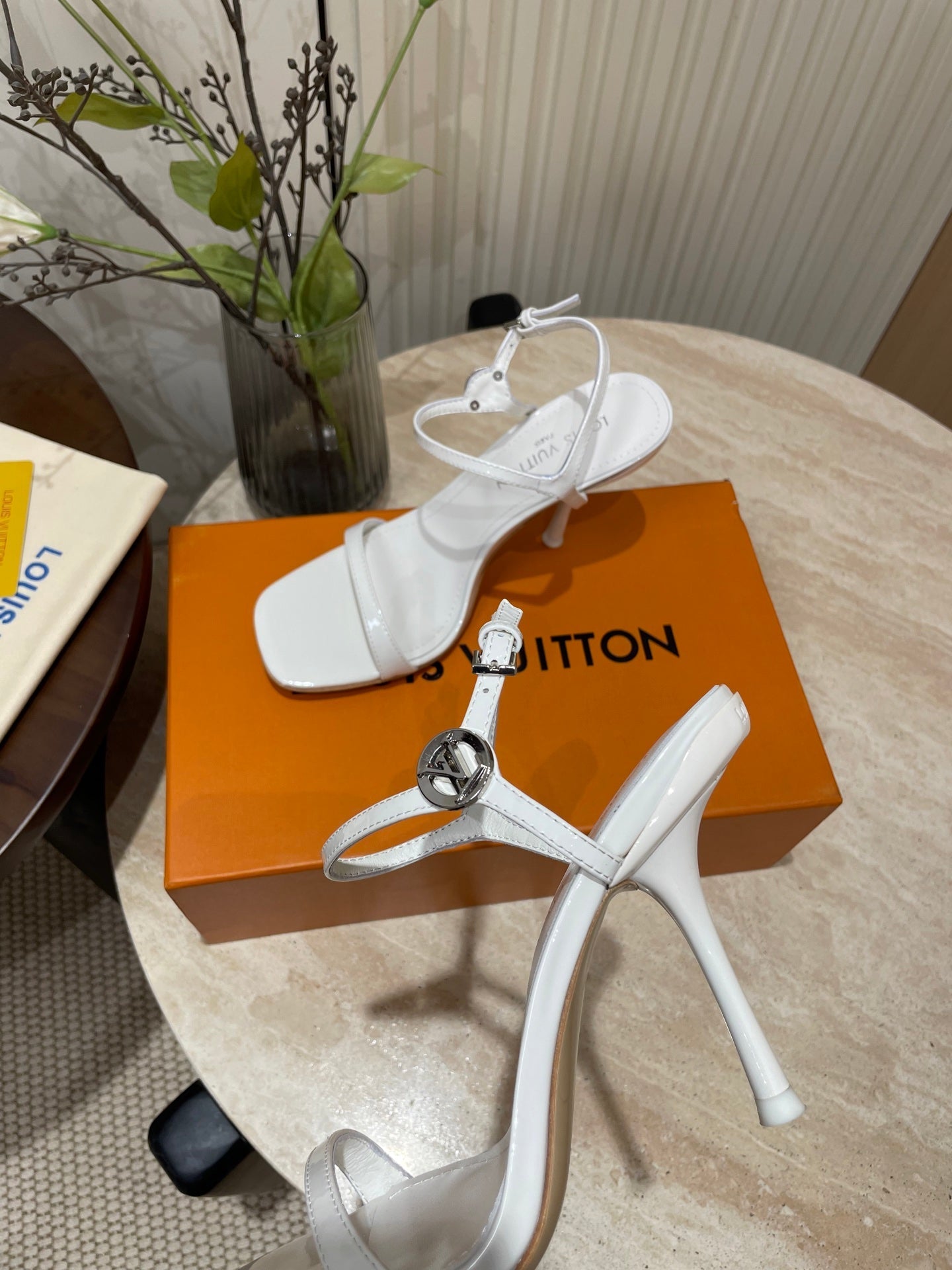 6AM HIGH SANDAL 95 MM IN WHITE PATENT LAMBSKIN
