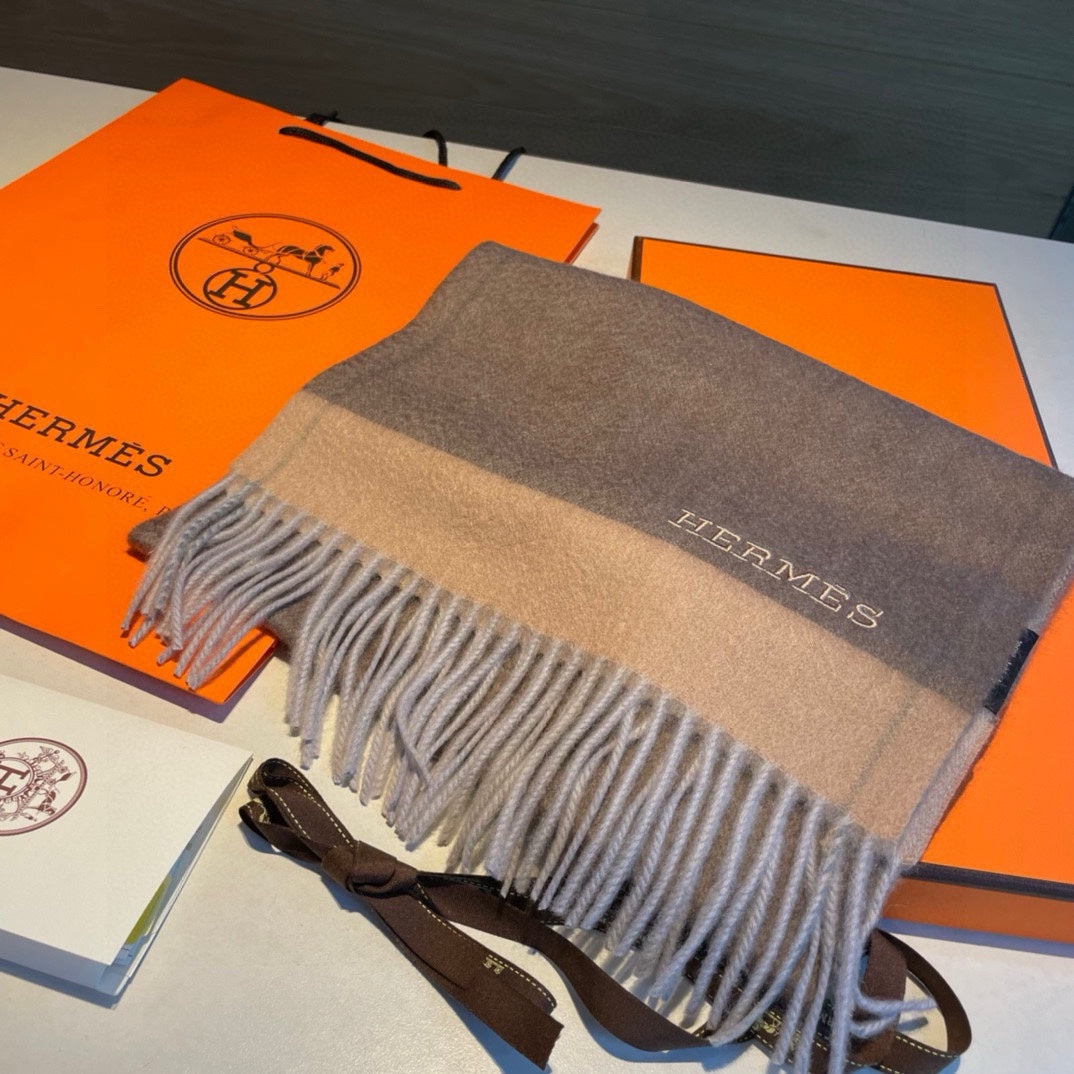SCARF 180 CM IN MEDIUM BROWN CASHMERE 366046