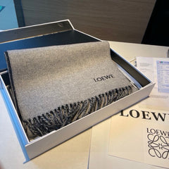 SCARF 180 CM IN BLACK MIX LIGHT GRAY WOOL AND CASHMERE 415236
