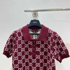 GUCCI SHORT-SLEEVE KNIT POLO STYLE 42