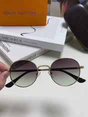 SIGNATURE ROUND SUNGLASS 581381 IN GOLD METAL GREY SMOKE LENSES