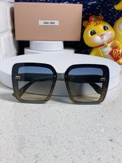 RUNWAY SQUARE SUNGLASSES 563197 IN TAN BLUE ACETATE