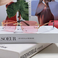 C DE RECTANGULAR RIMLESS FRAME SUNGLASSES  575769 IN METAL