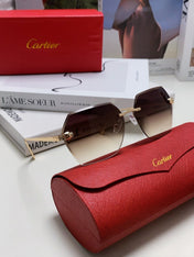 PANTHÈRE RIMLESS GEOMETRIC FRAME SUNGLASSES  539743 IN METAL