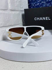 SQUARE SUNGLASSES CH5495 IN WHITE ACETATE BROWN LENSES