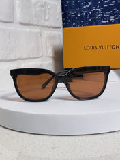 CAT EYE SUNGLASSES 571647 IN BLACK ACETATE BROWN LENS