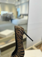 BALMAIN 25S HIGH HEELS 95MM IN BROWN AND BLACK ZEBRA PRINT CALFSKIN