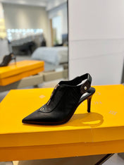 ALLURE HIGH 8 CM SLINGBACK IN BLACK CALFSKIN