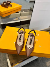 ALLURE HIGH 4.5 CM SLINGBACK IN CHOCOLATE MIX SAND BROWN CALFSKIN