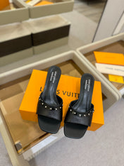 LV X TM 6AM HIGH 4 CM MULE IN BLACK CALFSKIN