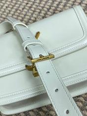 SOLFERINO SMALL SATCHEL 19 IN WHITE CALFSKIN GOLD HARDWARE