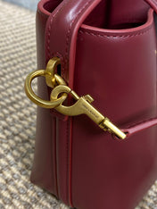 LE 37 MINI BUCKET BAG 15 IN BURGUNDY RED CALFSKIN GOLD HARDWARE