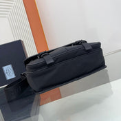 PRA 26 SHOULDER BAG IN BLACK RE-NYLON AND SAFFIANO LEATHER
