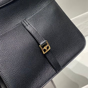 HALZAN 25 HANDLE BAG IN BLACK GRAINED CALFSKIN HARD HARDWARE