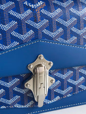 DUCHESSE MARIE-CAROLINE BAG 25 IN SAPPHIRE BLUE GOYARDINE CANVAS AND SMOOTH CALFSKIN
