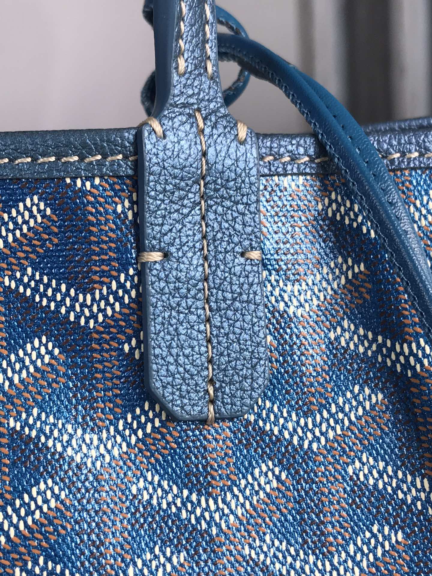 SAINT LOUIS PM 34 IN NAVY BLUE GOYARDINE CANVAS AND CALFSKIN