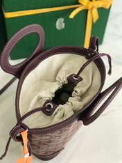 GOYA 26S BELUGA MINI BAG 23MM IN BURGUNDY BROWN GOYARDINE CANVAS AND CALFSKIN