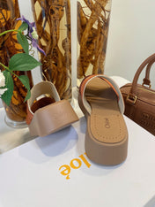 CHLOÉ WOODY WEDGE SANDALS IN BRONZE BROWN CANVAS WITH CIDER BROWN RUBBER SOLE