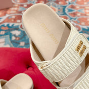 Women's Sandals Bright Cream Sheepskin With Straps