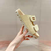 Women's Sandals Bright Cream Sheepskin With Straps