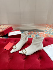 VIV CANARD ANKLE BOOTS IN WHITE GLOSSY CALFSKIN