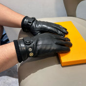 GLOVES WITH BUTTON IN BLACK SHEEPSKIN 456347