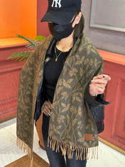 SCARF 180 CM IN OLIVE GREEN MONOGRAM CASHMERE 394642