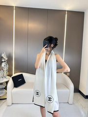 LONG SCARF 200 CM IN WHITE CASHMERE AND SILK 396410