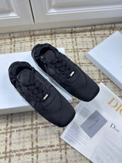 DIOR 26S LOW TOP SNEAKERS IN BLACK SATIN DIOR LOGO