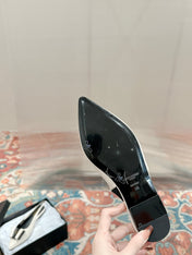 CASSANDRA SLINGBACK FLAT IN WHITE MIX BLACK SMOOTH LAMBSKIN