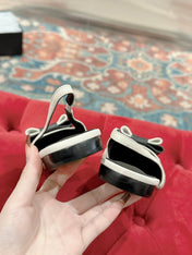 CASSANDRA SLINGBACK FLAT IN WHITE MIX BLACK SMOOTH LAMBSKIN