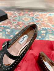 ALAIA MARY JANE IN BLACK LAMBSKIN WITH SILVER HARDWARE