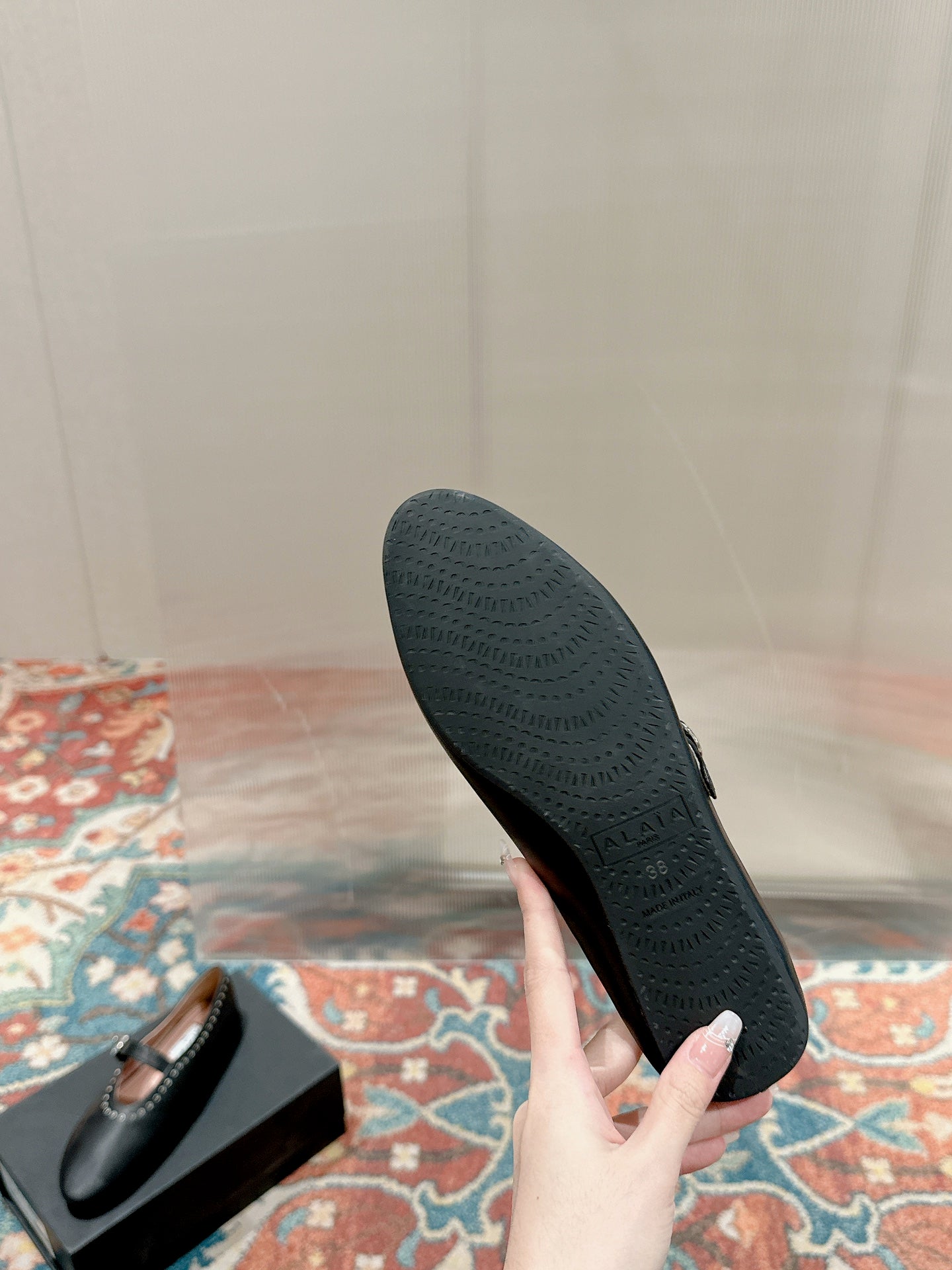 ALAIA MARY JANE IN BLACK LAMBSKIN WITH SILVER HARDWARE