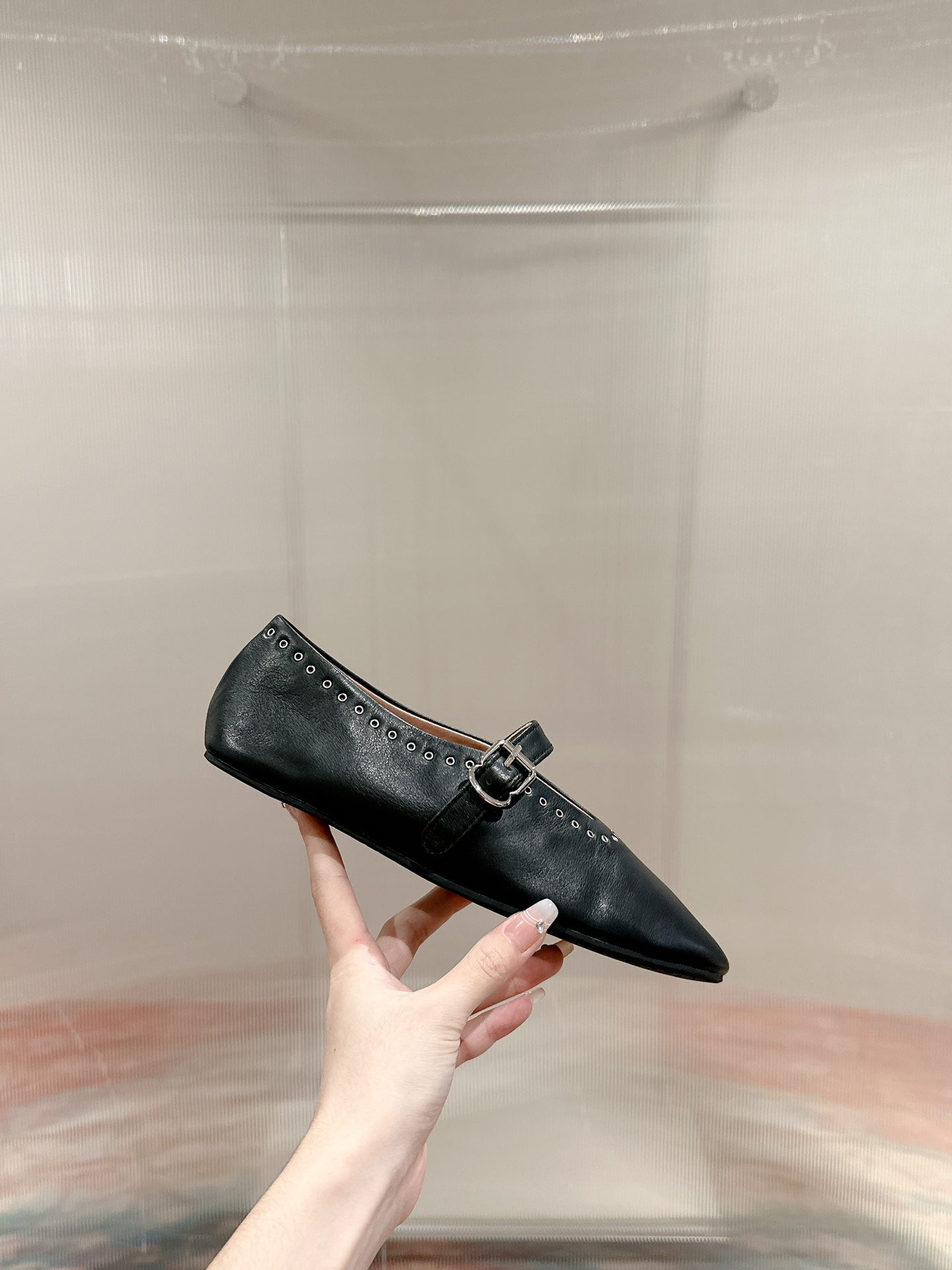 ALAIA MARY JANE IN BLACK LAMBSKIN WITH SILVER HARDWARE