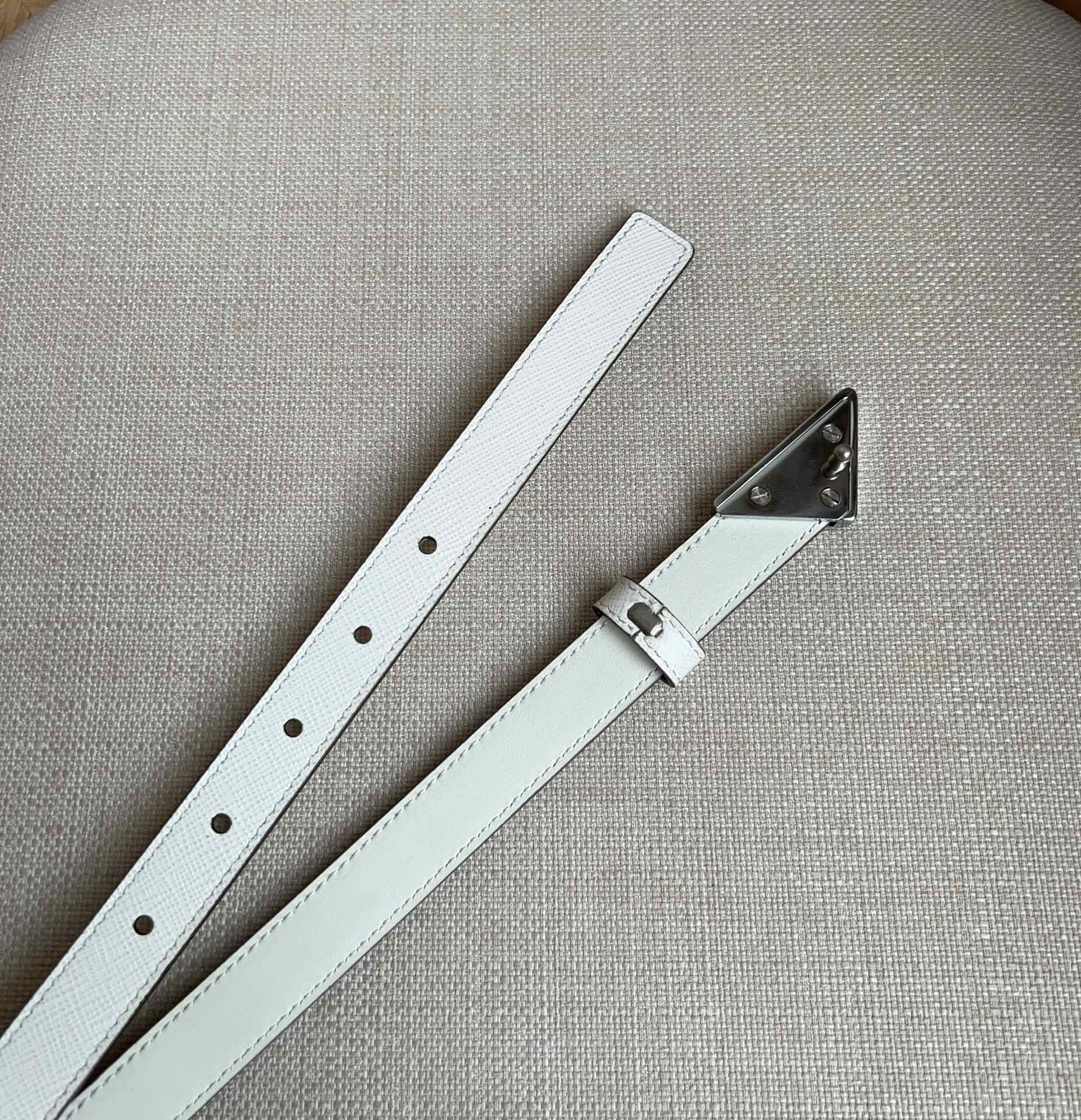PRADA 25S BELT 20 MM IN WHITE CALFSKIN 571372