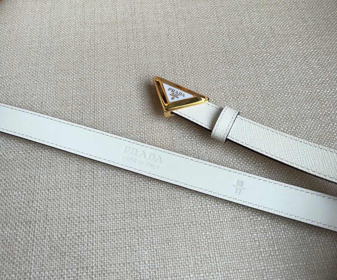 PRADA 25S BELT 20 MM IN WHITE CALFSKIN 571373