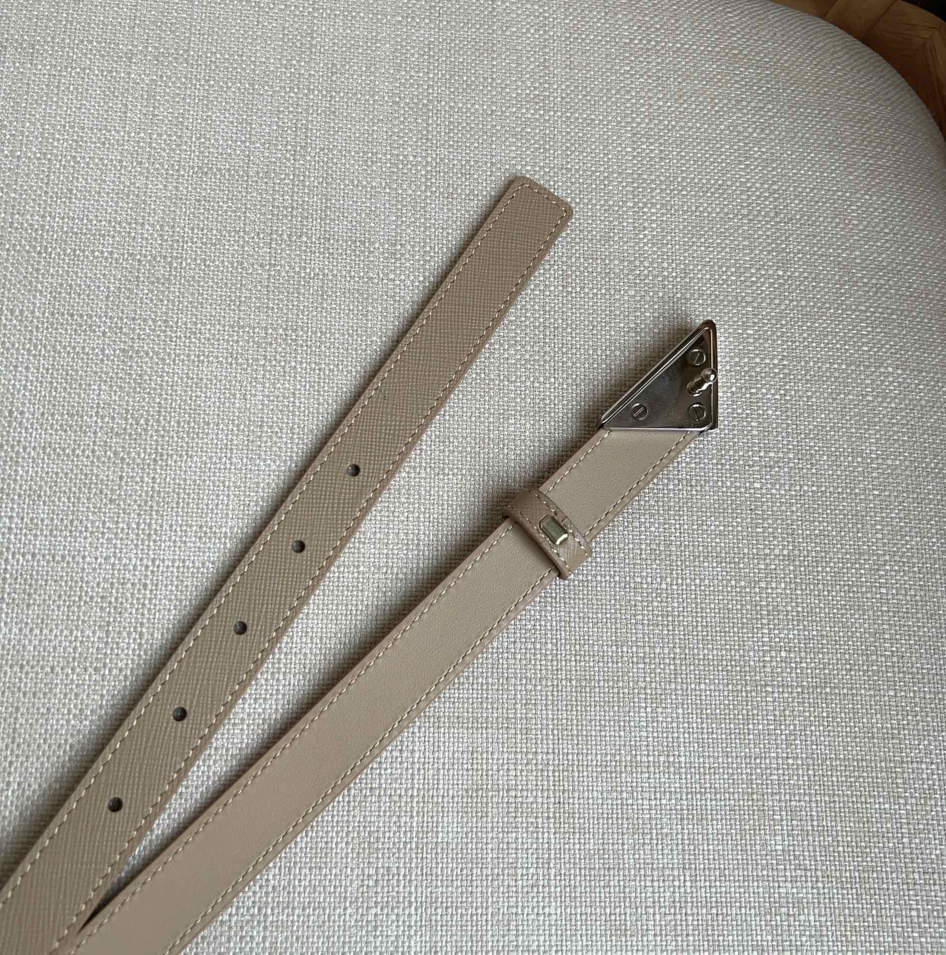 PRADA 25S BELT 20 MM IN BEIGE BROWN CALFSKIN 571383
