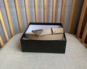 PRADA 25S BELT 20 MM IN BEIGE BROWN CALFSKIN 571383