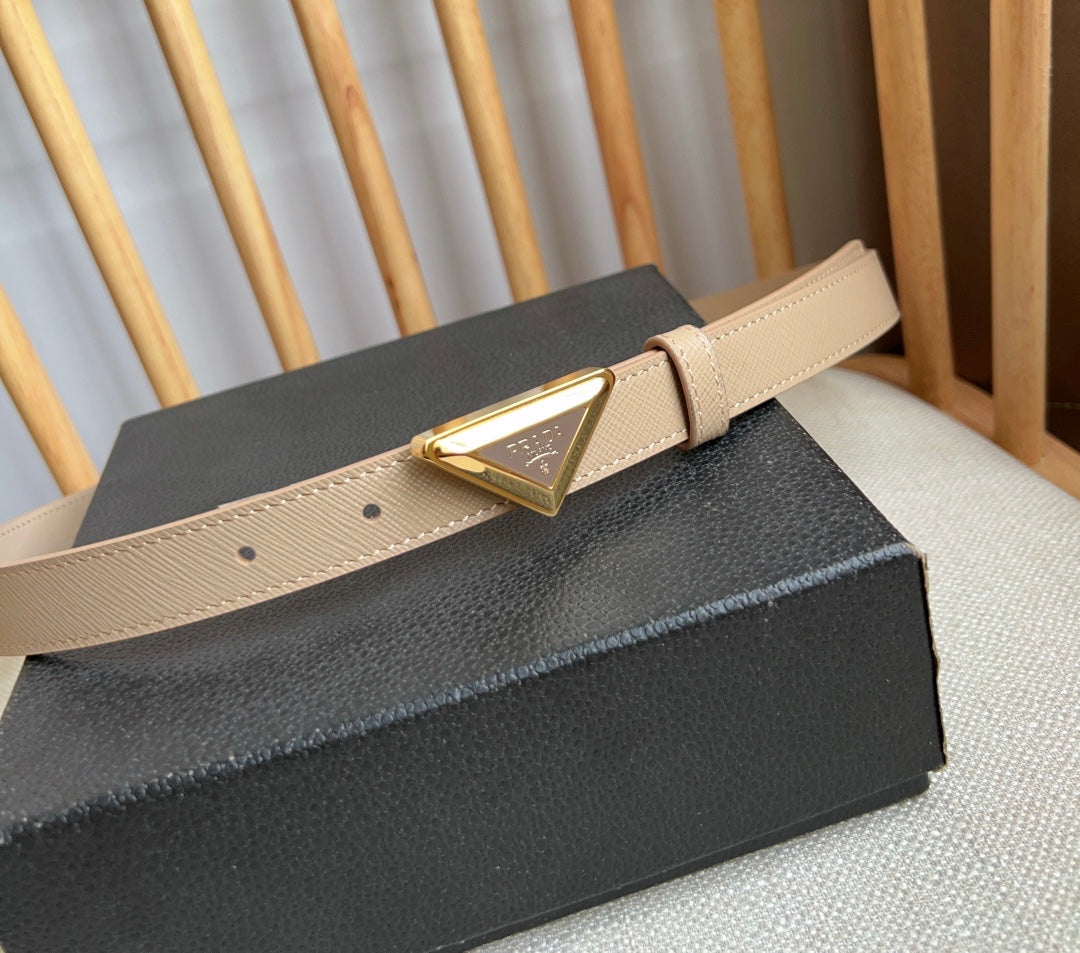 PRADA 25S BELT 20 MM IN BEIGE BROWN CALFSKIN 571384