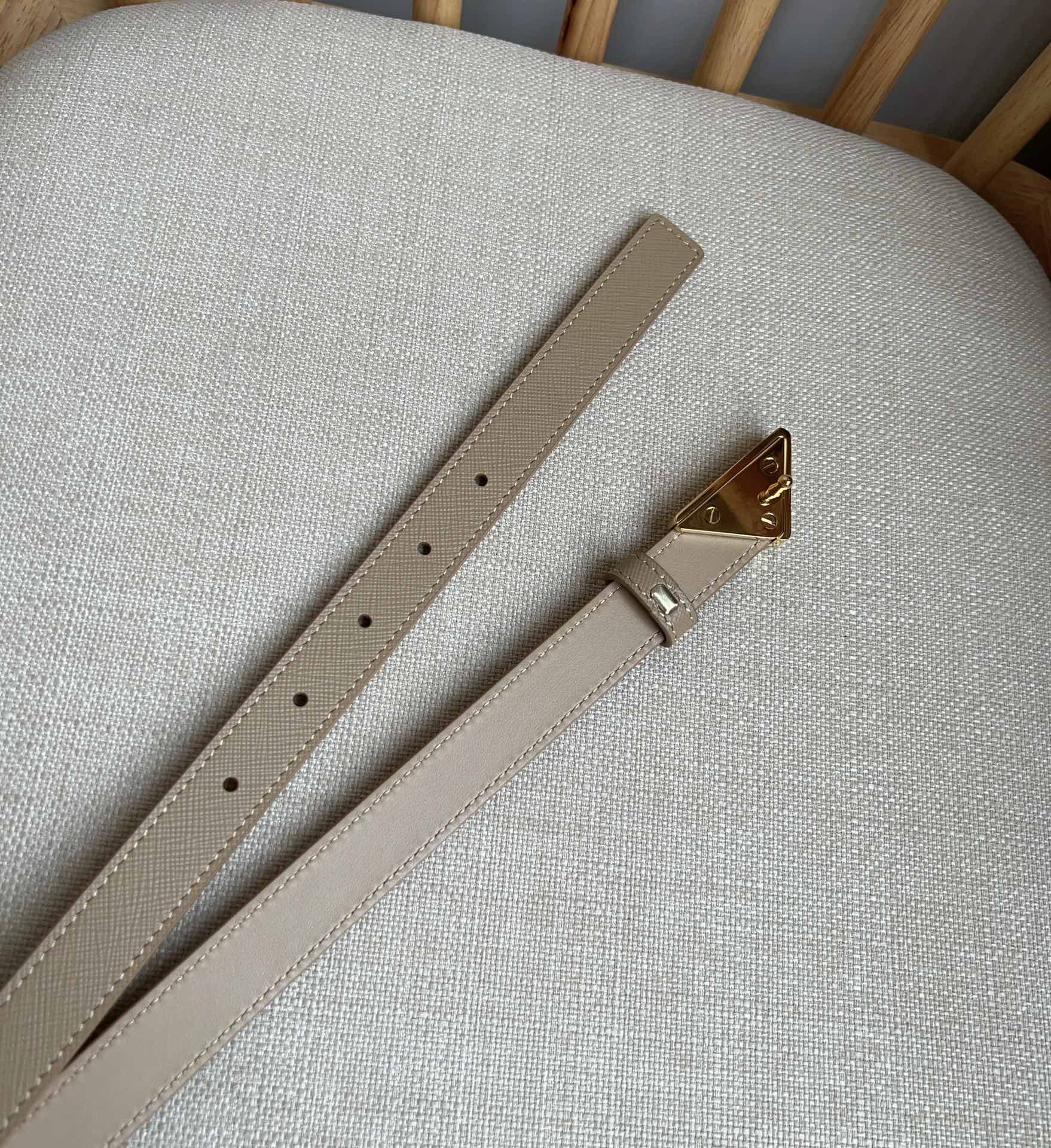 PRADA 25S BELT 20 MM IN BEIGE BROWN CALFSKIN 571384