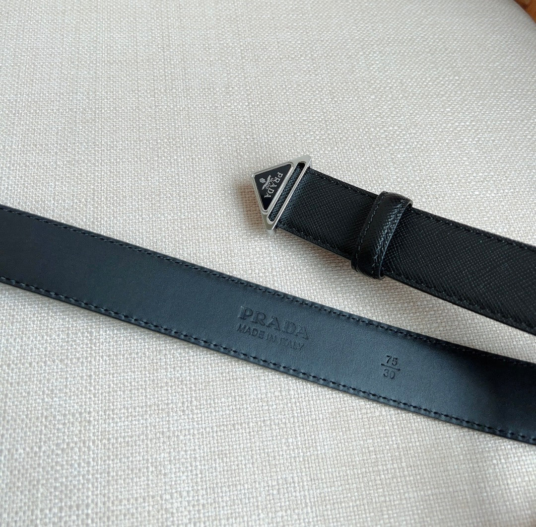 PRADA 25S BELT 30 MM IN BLACK CALFSKIN 595010