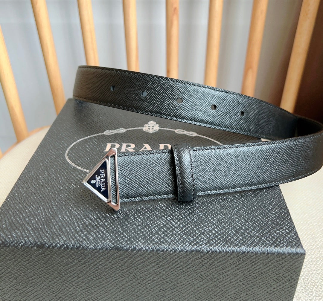PRADA 25S BELT 30 MM IN BLACK CALFSKIN 595010