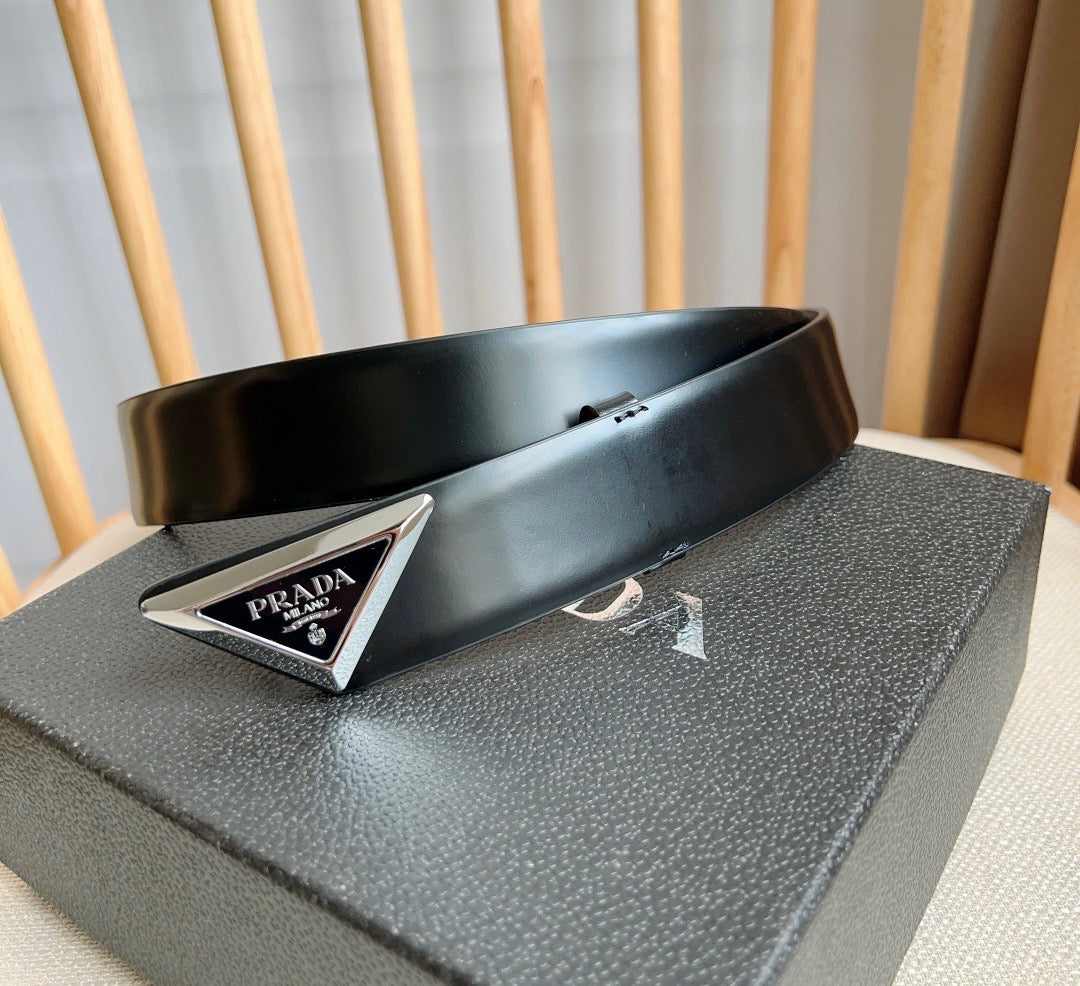 PRADA 25S BELT 33 MM IN BLACK CALFSKIN 551859