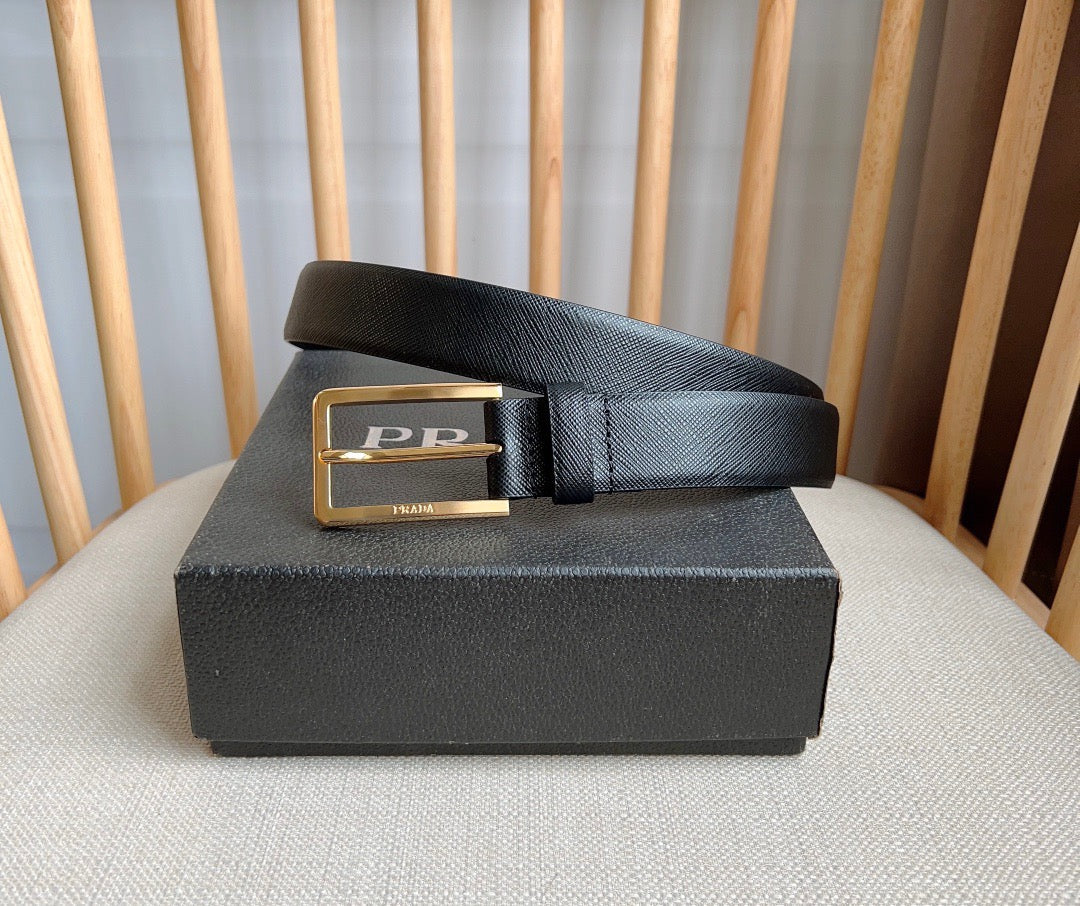 PRADA 25S BELT 30 MM IN BLACK CALFSKIN 580045