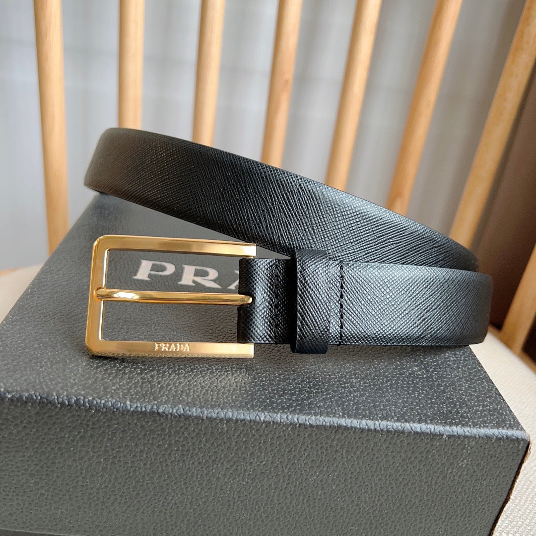 PRADA 25S BELT 30 MM IN BLACK CALFSKIN 580045