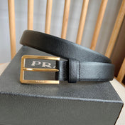 PRADA 25S BELT 30 MM IN BLACK CALFSKIN 580045
