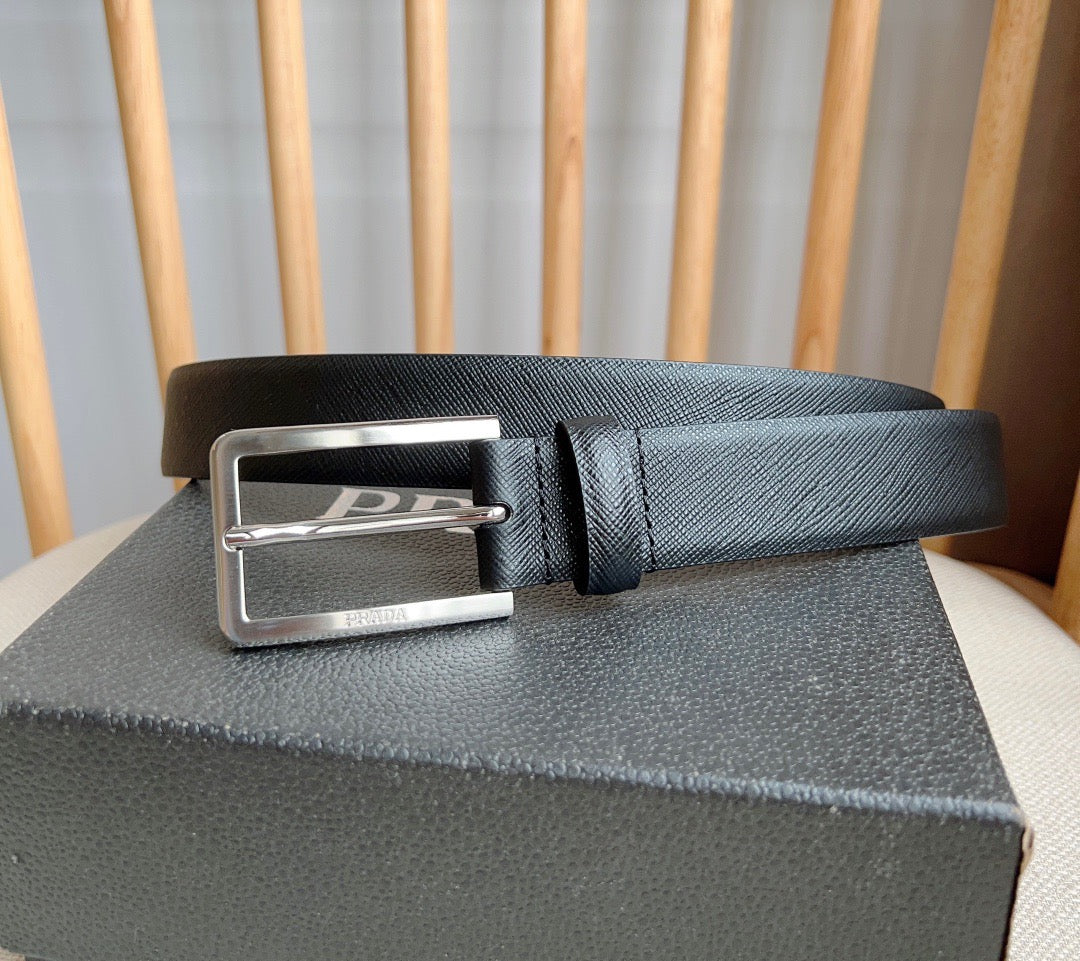 PRADA 25S BELT 30 MM IN BLACK CALFSKIN 585794